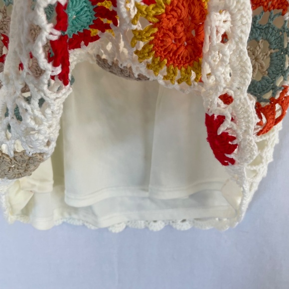 CHRISTINA V Women's Size Medium Crocheted Open Knit Sweater Lined - Picture 3 of 6